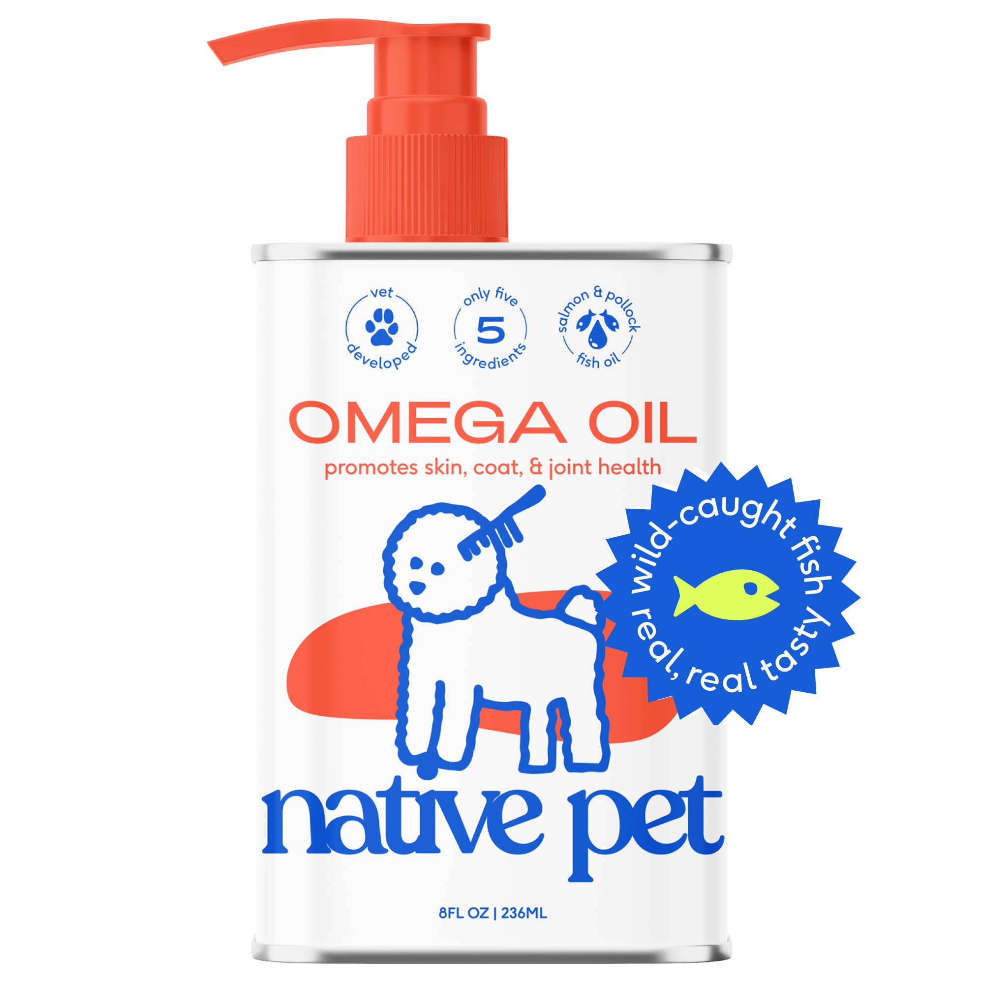 Native Pet - Omega-3 Fish Oil, Skin & Coat Health Supplement for Dogs: 8 oz